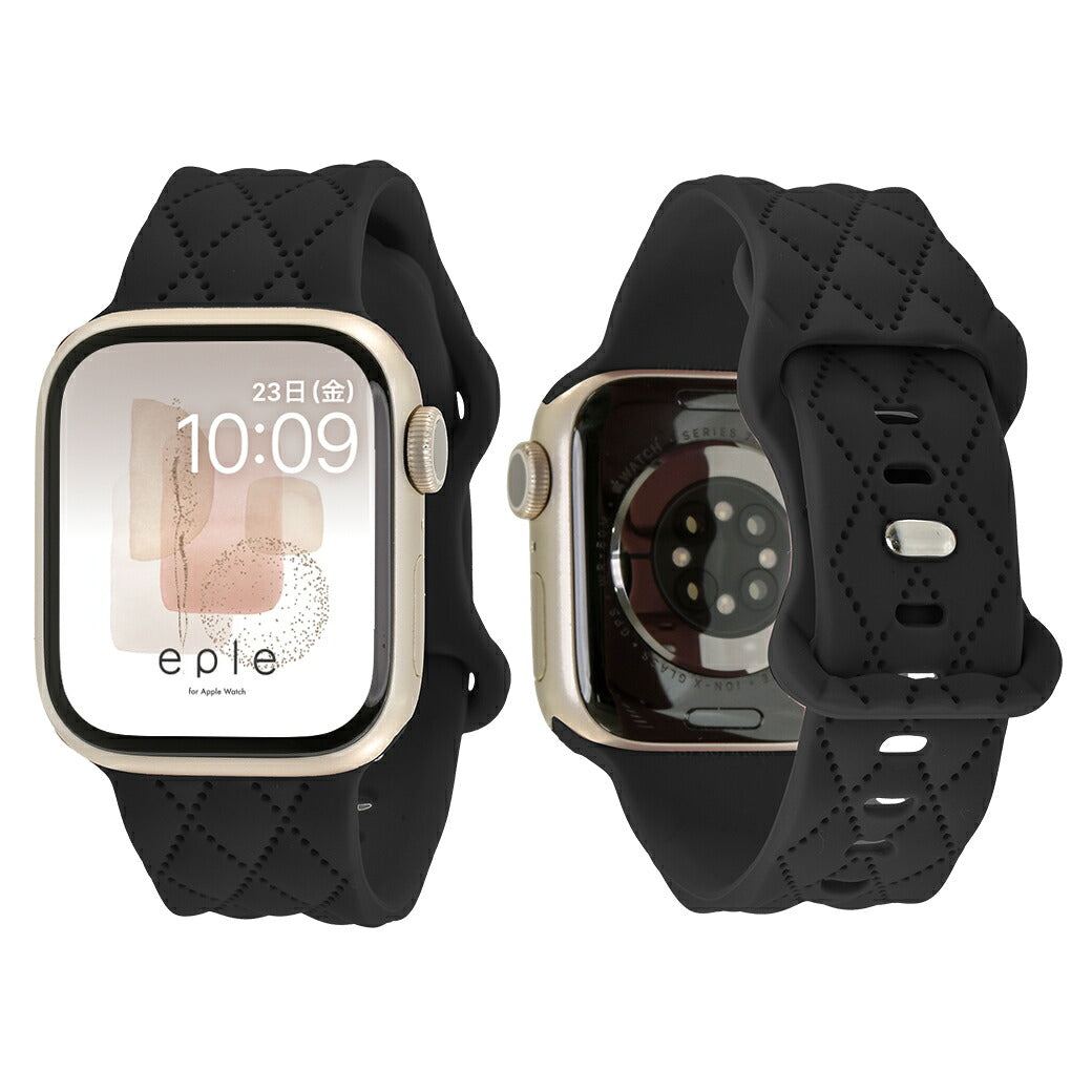 【もこかわ】AppleWatch バンド レディース シリコン キルティングデザイン 金属アレルギー　　@マトラッセ