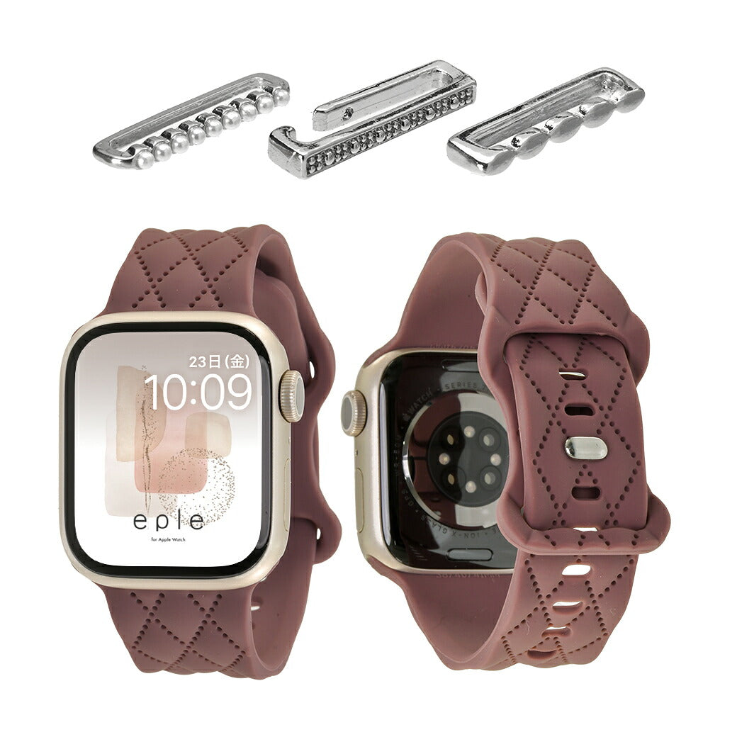 【もこかわ】AppleWatch バンド レディース シリコン キルティングデザイン 金属アレルギー　　@マトラッセ