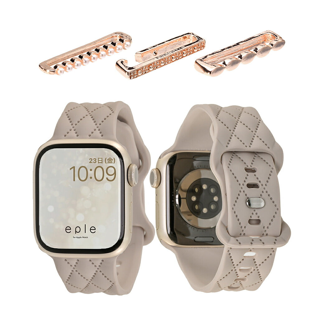 【もこかわ】AppleWatch バンド レディース シリコン キルティングデザイン 金属アレルギー　　@マトラッセ