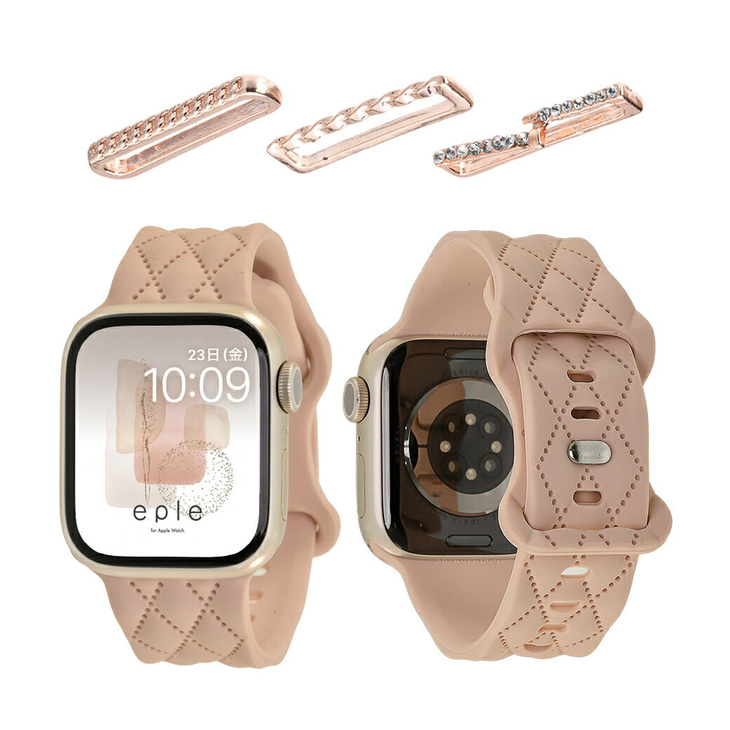 【もこかわ】AppleWatch バンド レディース シリコン キルティングデザイン 金属アレルギー｜マトラッセ