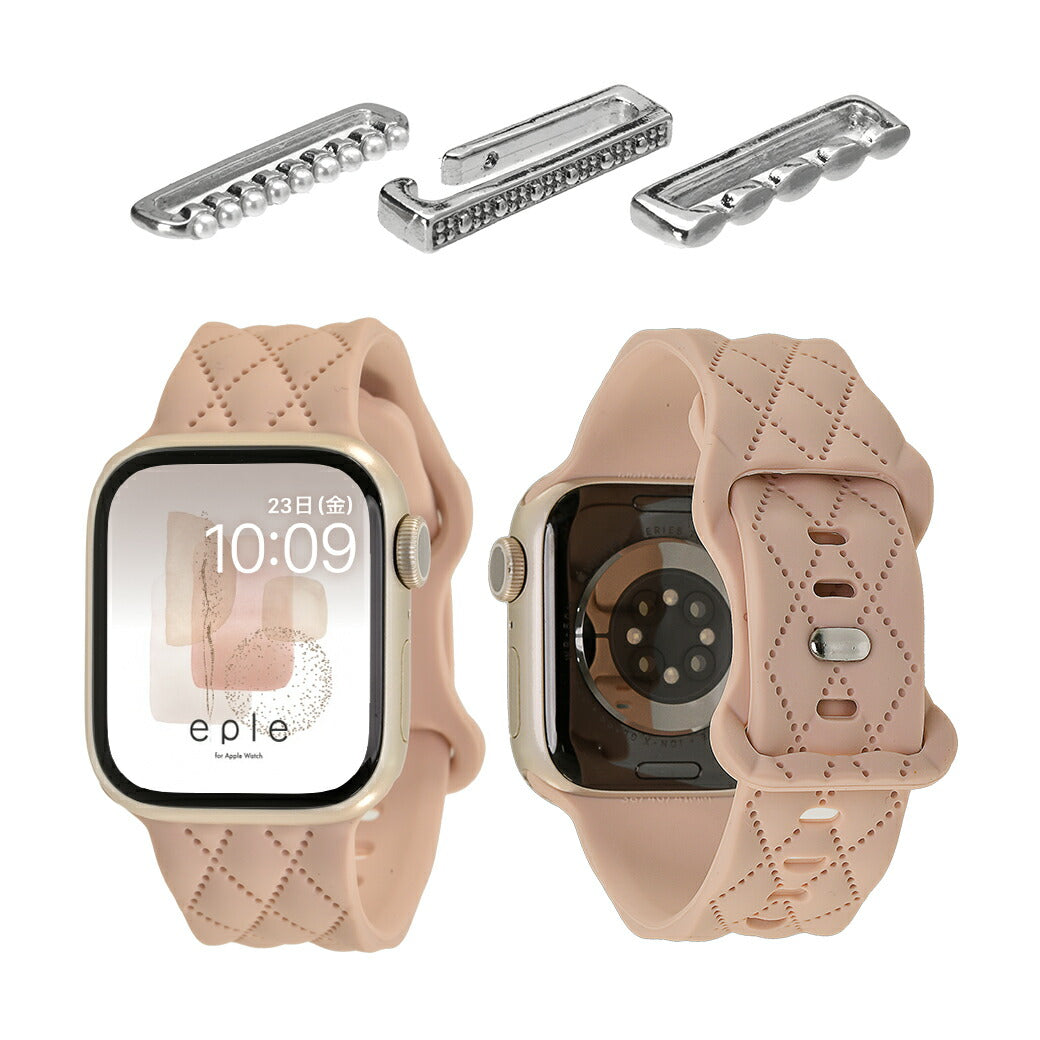 【もこかわ】AppleWatch バンド レディース シリコン キルティングデザイン 金属アレルギー｜マトラッセ