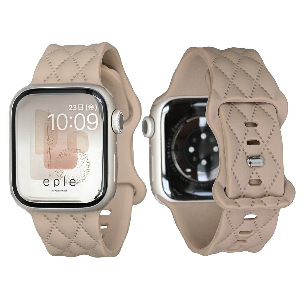 【もこかわ】AppleWatch バンド レディース シリコン キルティングデザイン 金属アレルギー　　@マトラッセ