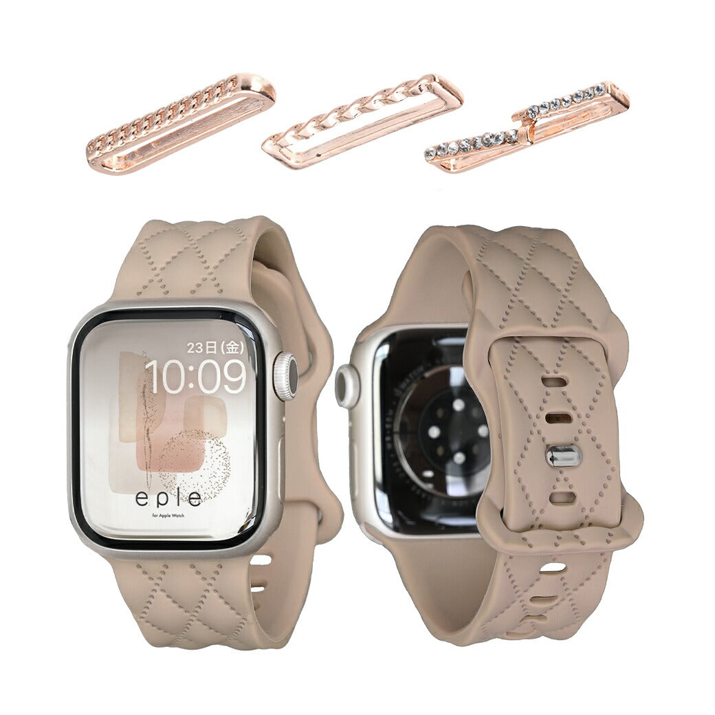 【もこかわ】AppleWatch バンド レディース シリコン キルティングデザイン 金属アレルギー｜マトラッセ