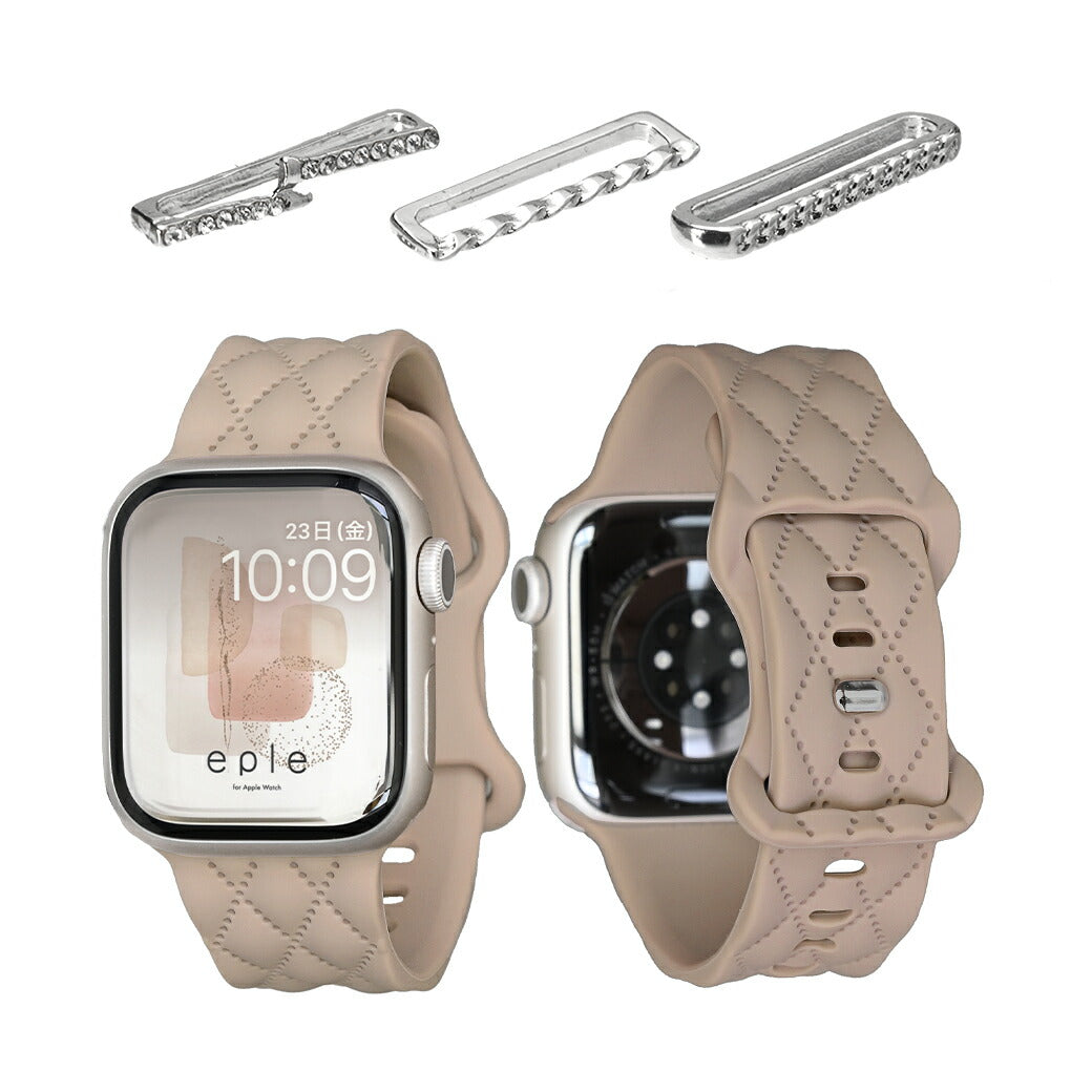 【もこかわ】AppleWatch バンド レディース シリコン キルティングデザイン 金属アレルギー｜マトラッセ
