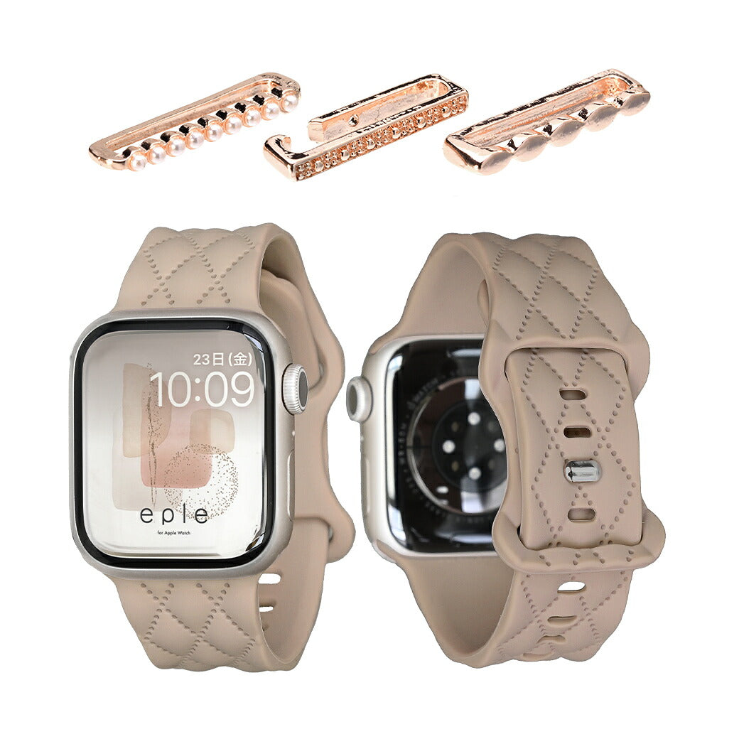 【もこかわ】AppleWatch バンド レディース シリコン キルティングデザイン 金属アレルギー　　@マトラッセ