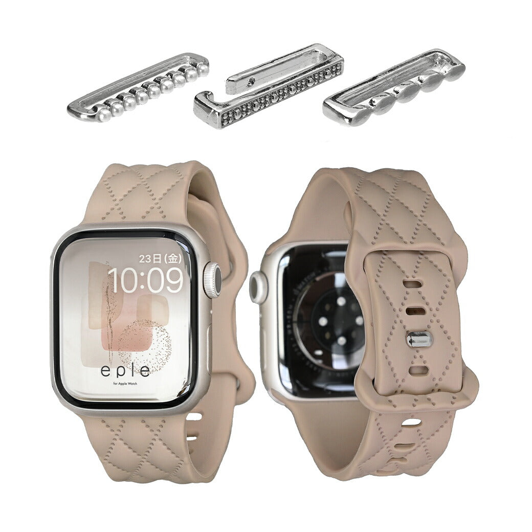 【もこかわ】AppleWatch バンド レディース シリコン キルティングデザイン 金属アレルギー｜マトラッセ