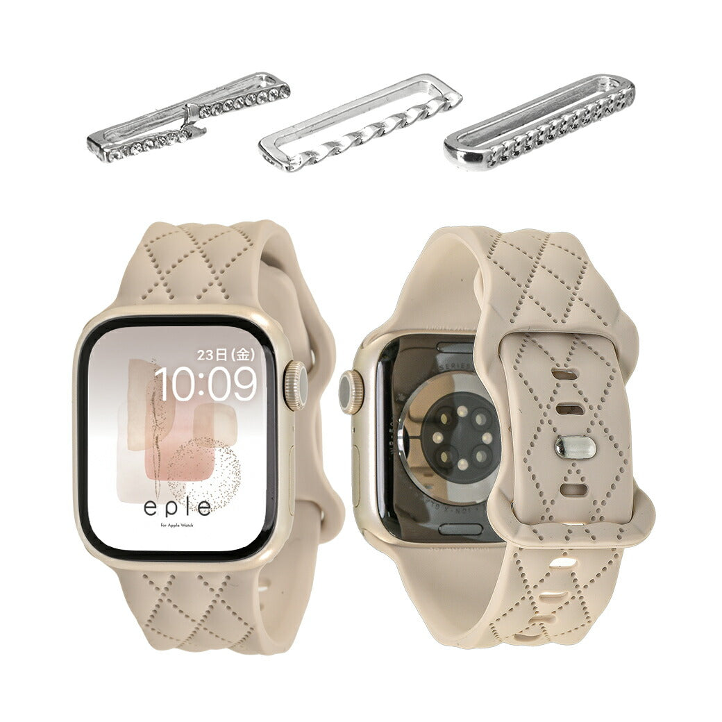 【もこかわ】AppleWatch バンド レディース シリコン キルティングデザイン 金属アレルギー｜マトラッセ