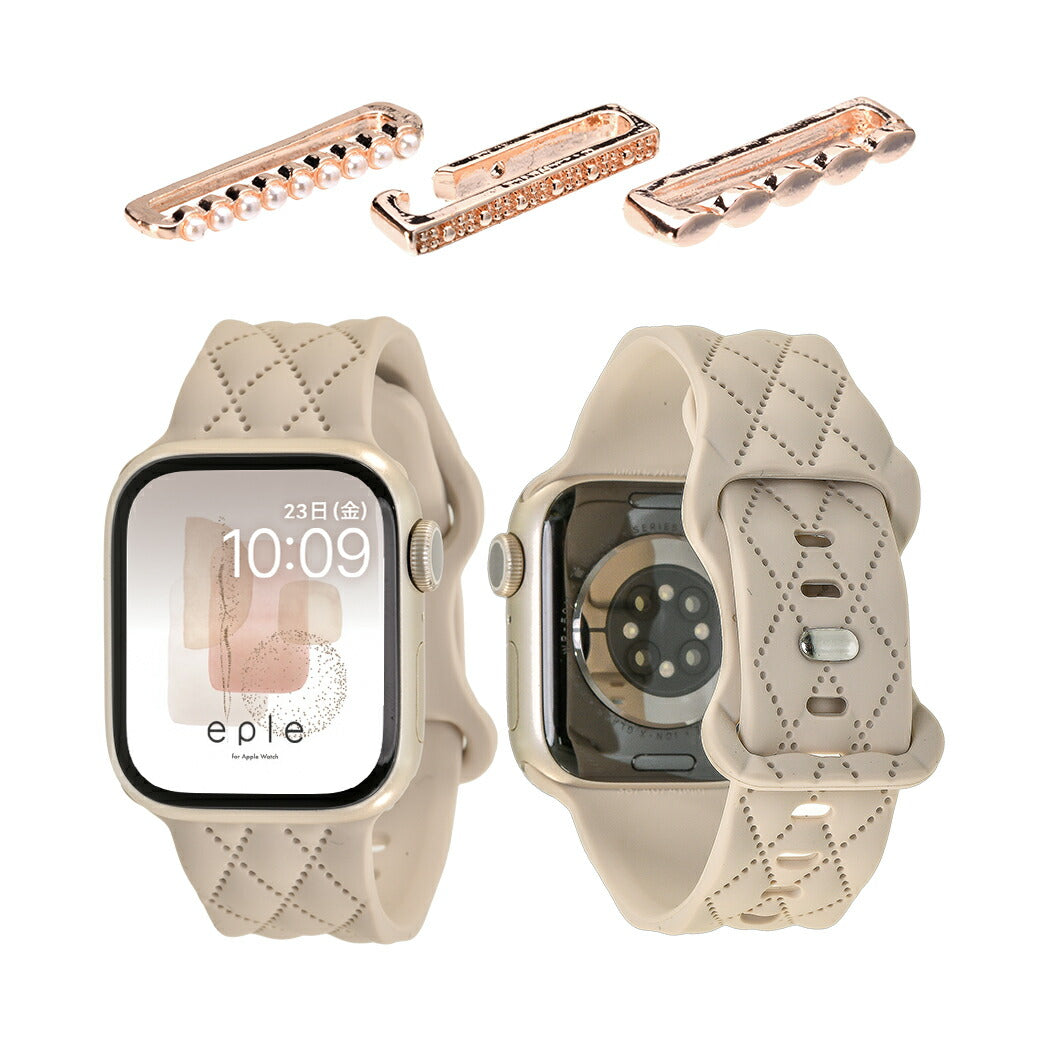 【もこかわ】AppleWatch バンド レディース シリコン キルティングデザイン 金属アレルギー｜マトラッセ