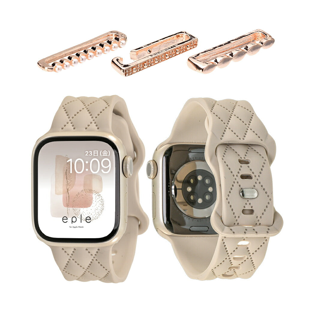 【もこかわ】AppleWatch バンド レディース シリコン キルティングデザイン 金属アレルギー　　@マトラッセ