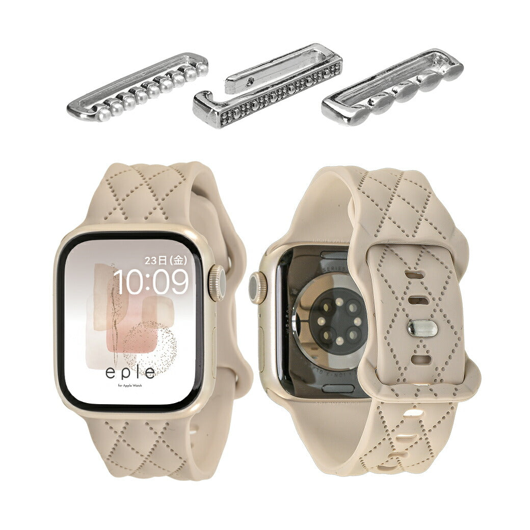 【もこかわ】AppleWatch バンド レディース シリコン キルティングデザイン 金属アレルギー｜マトラッセ