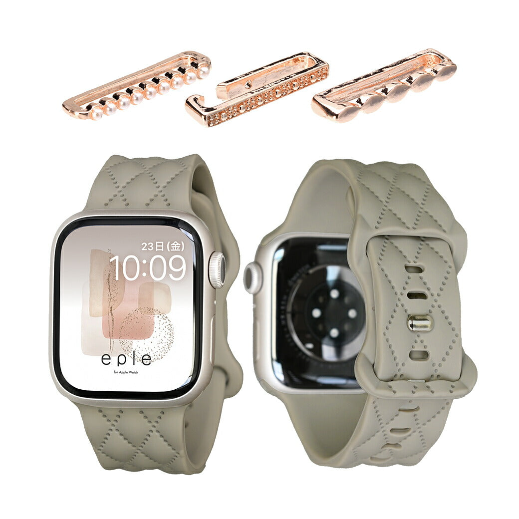 【もこかわ】AppleWatch バンド レディース シリコン キルティングデザイン 金属アレルギー｜マトラッセ