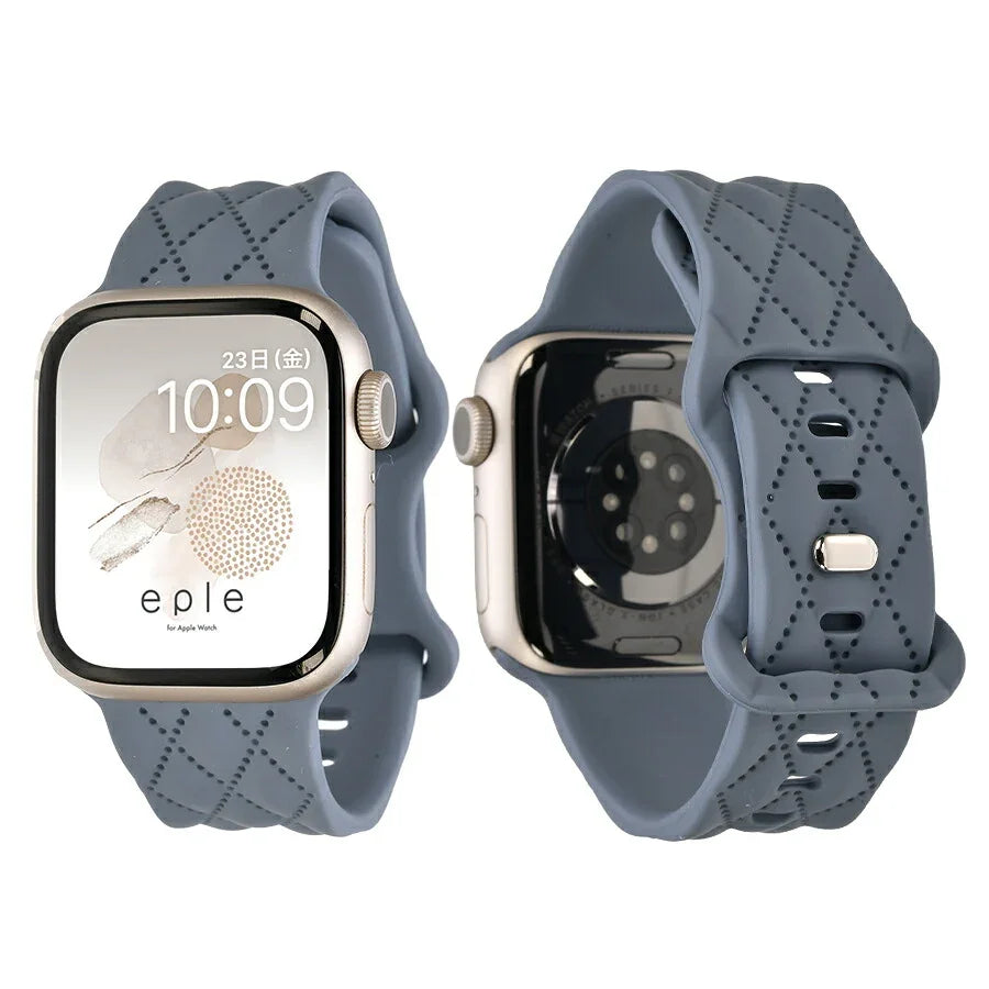 【もこかわ】AppleWatch バンド レディース シリコン キルティングデザイン 金属アレルギー｜マトラッセ