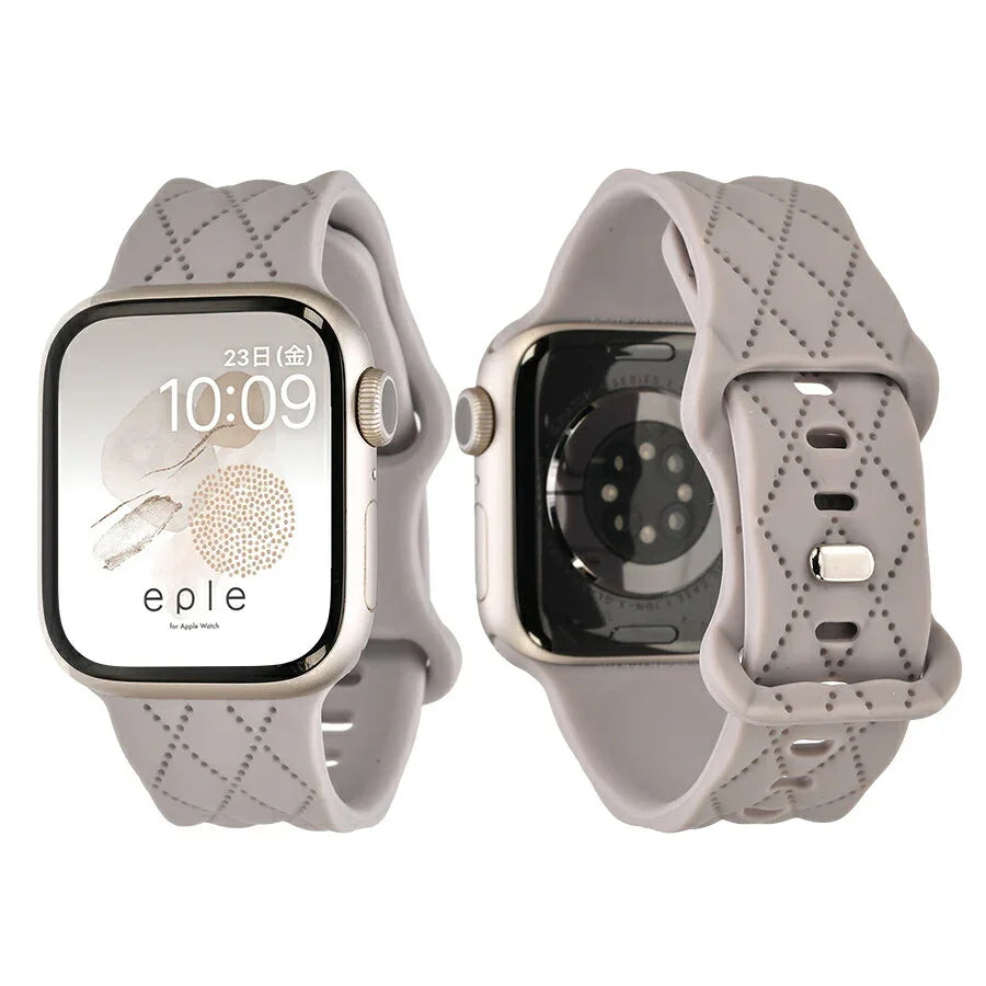【もこかわ】AppleWatch バンド レディース シリコン キルティングデザイン 金属アレルギー｜マトラッセ