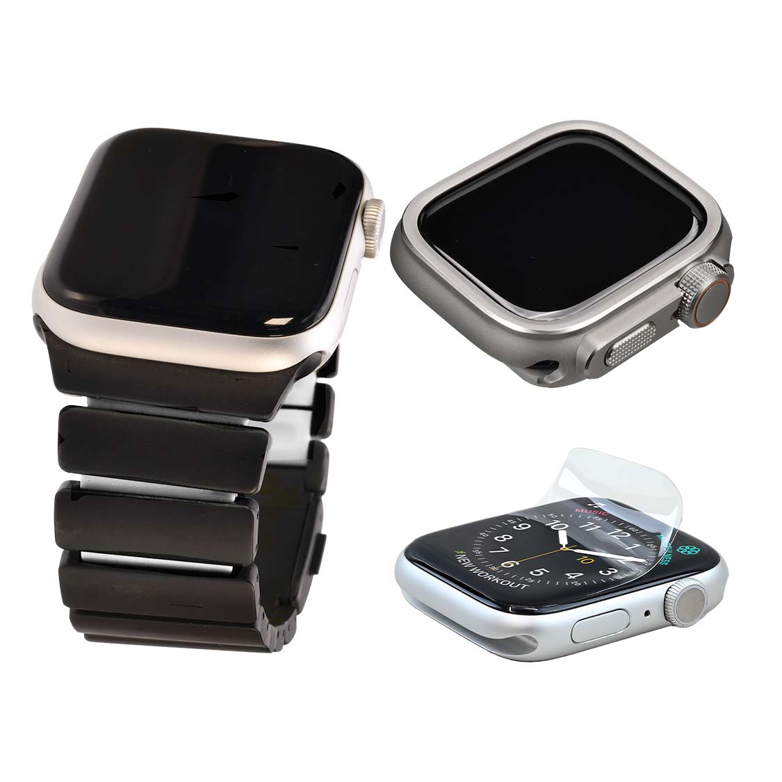 傷が付きにくい  Apple Watch チタン バンド 男性 【シリーズ11・SE3・Ultra3対応】  @ソリッド チタニウム ネオ