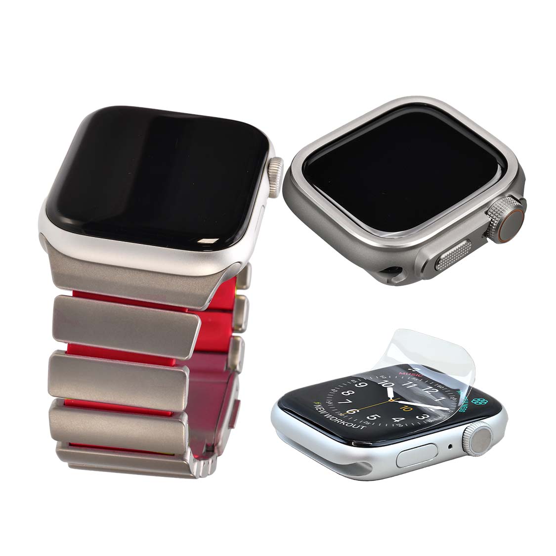 傷が付きにくい  Apple Watch チタン バンド 男性 【シリーズ11・SE3・Ultra3対応】  @ソリッド チタニウム ネオ