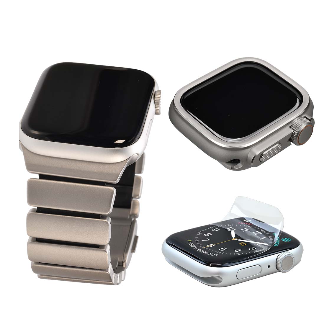 傷が付きにくい  Apple Watch チタン バンド 男性 【シリーズ11・SE3・Ultra3対応】  @ソリッド チタニウム ネオ