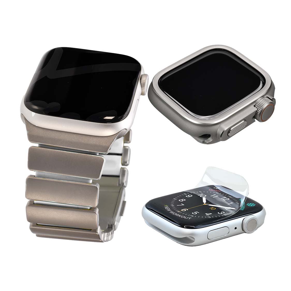 傷が付きにくい  Apple Watch チタン バンド 男性 【シリーズ11・SE3・Ultra3対応】  @ソリッド チタニウム ネオ