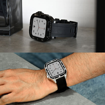 高級 ステンレス&ラバー アップルウォッチ バンド メンズ 男性 おすすめ 一体型 Apple Watch  |ソリッド クロノス
