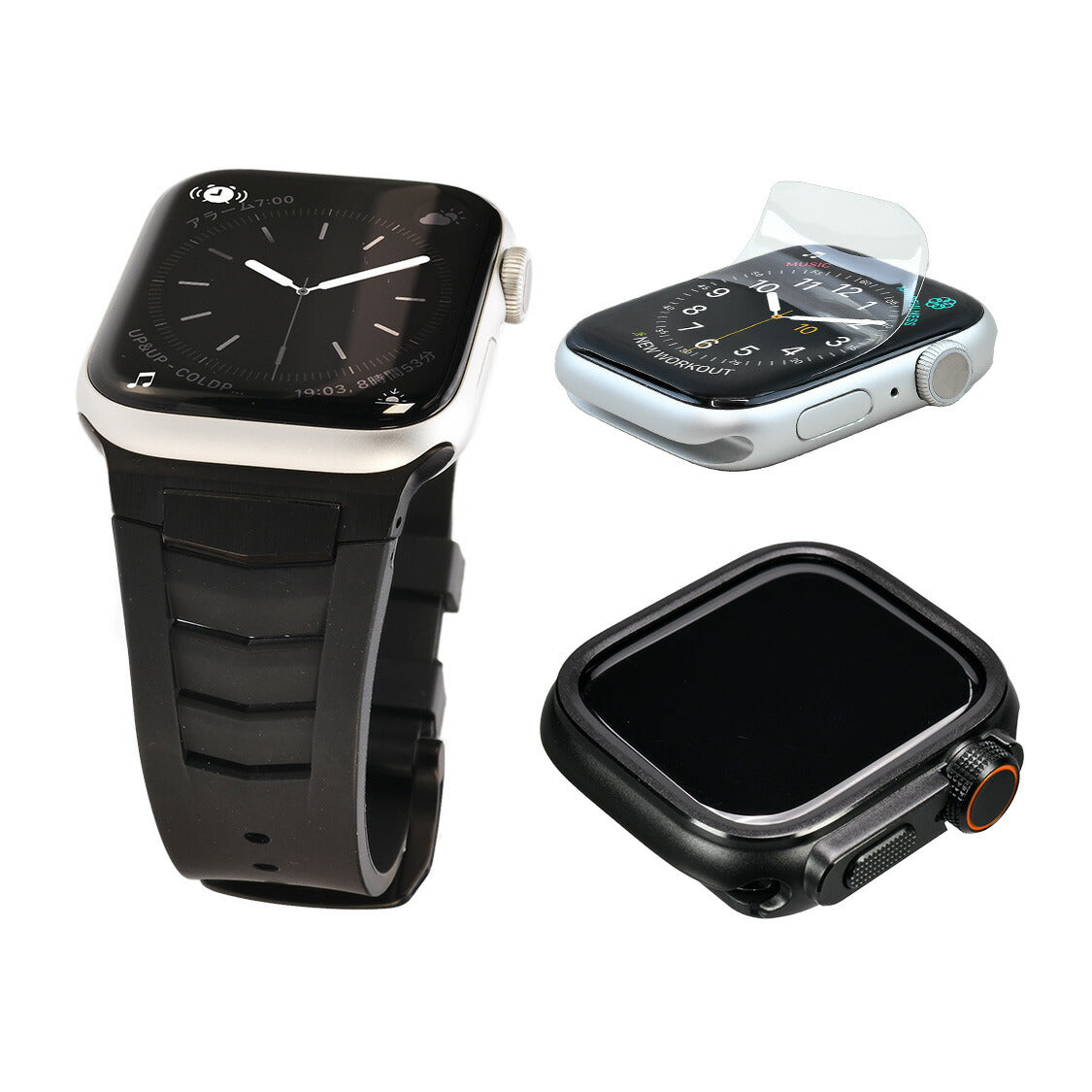 【FFKMフッ素とステンレス】 Apple Watch バンド メンズ アウトドア  シリコン  ｜ソリッド ネクサス SOLID