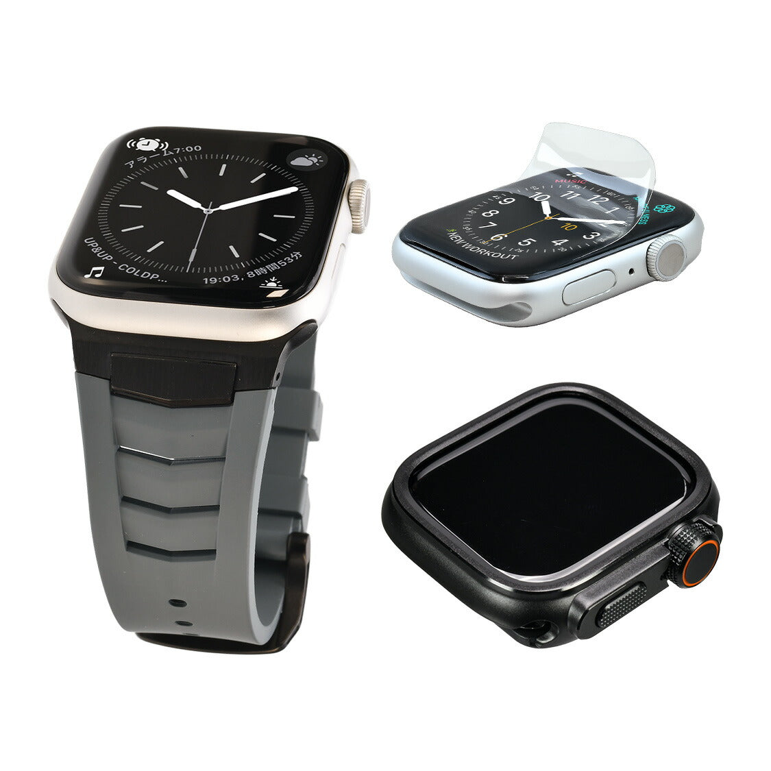 【FFKMフッ素とステンレス】 Apple Watch バンド メンズ アウトドア  シリコン  ｜ソリッド ネクサス SOLID