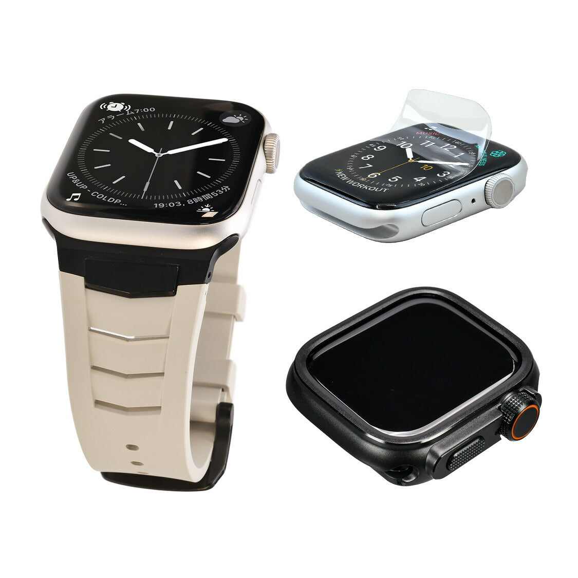 【FFKMフッ素とステンレス】 Apple Watch バンド メンズ アウトドア  シリコン  ｜ソリッド ネクサス SOLID