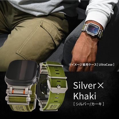 【ソリッド ローバー 】アップルウォッチ バンド メンズ Ultra ごつい カジュアル ナイロン ステンレス  ブラック シルバー アウトドア Apple Watchバンド 男性 ベルト ギア ミリタリー 耐腐食性  apple watch  series Ultra3 Ultra2 Ultra1 11 10 9 8 7 6 5 4 4 3 2 1 SE2 SE3 49mm 46mm 45mm 44mm 42mm  りんご堂  カーキ 緑 グリーン