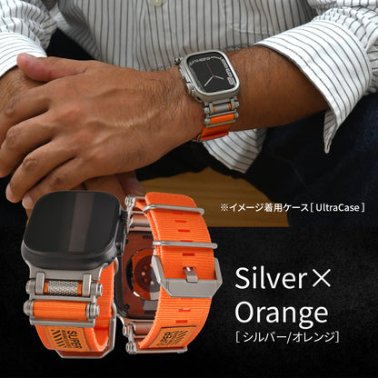 【ソリッド ローバー 】アップルウォッチ バンド メンズ Ultra ごつい カジュアル ナイロン ステンレス  ブラック シルバー アウトドア Apple Watchバンド 男性 ベルト ギア ミリタリー 耐腐食性  apple watch  series Ultra3 Ultra2 Ultra1 11 10 9 8 7 6 5 4 4 3 2 1 SE2 SE3 49mm 46mm 45mm 44mm 42mm  りんご堂   オレンジ