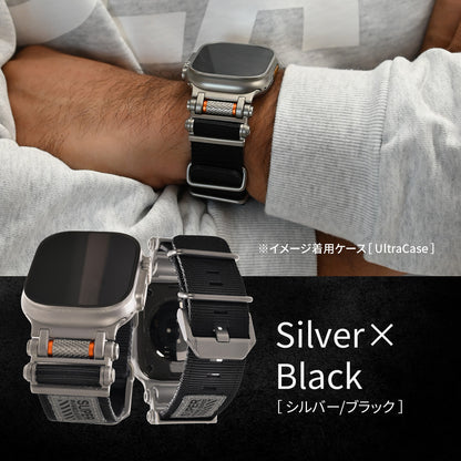 【ソリッド ローバー 】アップルウォッチ バンド メンズ Ultra ごつい カジュアル ナイロン ステンレス  ブラック シルバー アウトドア Apple Watchバンド 男性 ベルト ギア ミリタリー 耐腐食性  apple watch  series Ultra3 Ultra2 Ultra1 11 10 9 8 7 6 5 4 4 3 2 1 SE2 SE3 49mm 46mm 45mm 44mm 42mm  りんご堂   ブラック 黒