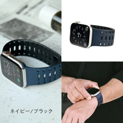 マグネットとピンでしっかり固定 アップルウォッチ バンド メンズ ・男性 おすすめ アウトドア シリコンApple Watch |ラギットマグネットバンド
