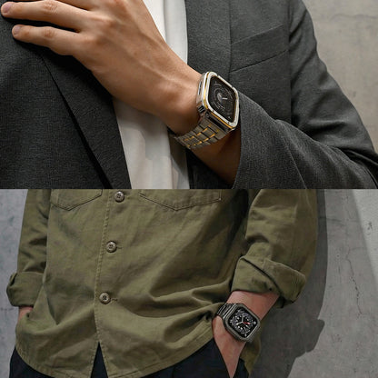 【シリーズ11・SE3・Ultra3対応】アップルウォッチ バンド apple watch メンズ 一体型 ステンレス ベルト 高級 ブランド  プレゼントアップルウォッチバンド  46mm 49mm おしゃれ 一体型バンド 鎧 ｜ソリッド ヨロイ