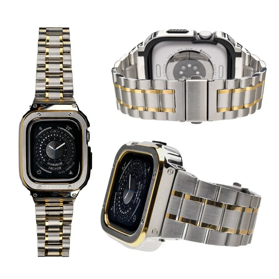 アップルウォッチ バンド メンズ 一体型 ステンレス apple watch ベルト 高級 ブランド  プレゼントアップルウォッチバンド   シリーズ11・SE3・Ultra3対応  46mm 49mm おしゃれ かっこいい 一体型バンド 鎧  ｜ソリッド ヨロイ