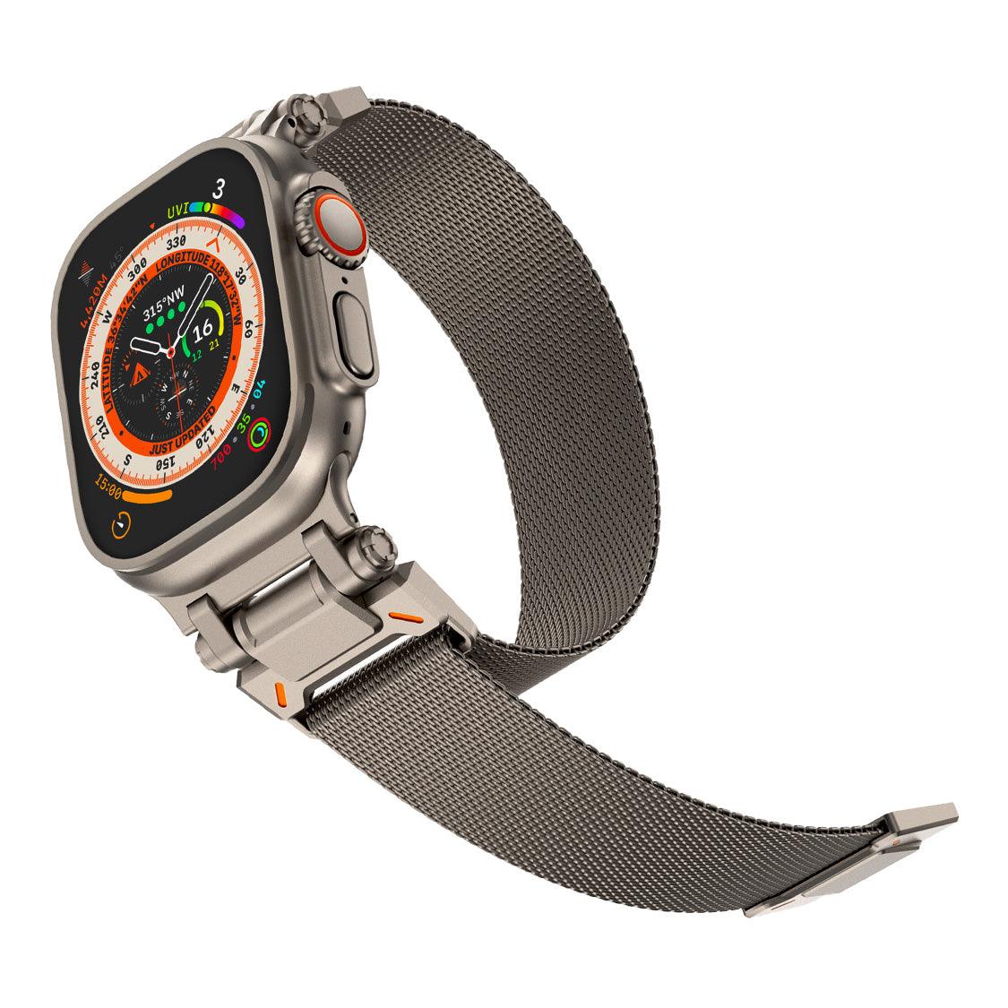 ステンレス メッシュ バンド アップルウォッチ Apple Watch 用  マグネットタイプ サイズ調整自由 メンズ 男性 人気 ウォッチバンド(42mm・41mm・40mm/ 49mm・46mm・45mm・44mm) りんご堂 シルバー 銀色