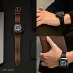 アップルウォッチ バンド ベルト レザー ホーウィン レザー 革 本革  apple watch series 10 9 8 ultra 7 SE 6 5 4 3 42 41 40 38mm 49 46 45 44 42 mm 革 黒 茶 ブランド スーツ  プレゼント ギフト 父の日 誕生日 ペア  30代 40代 50代 60代 りんご堂 OBLAVVA オブラバ ステッチあり