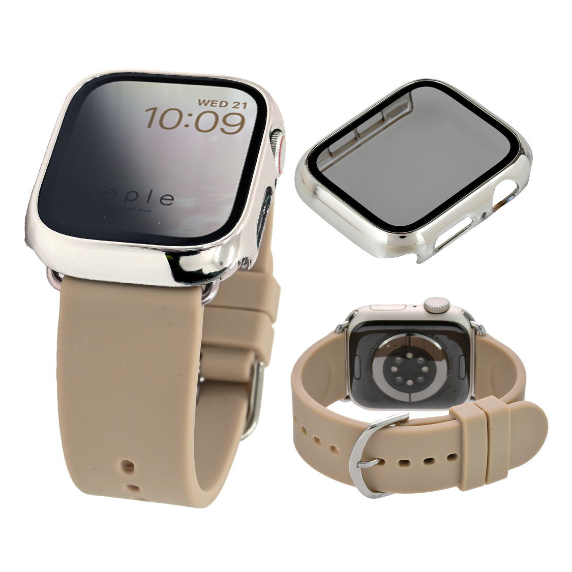 アップルウォッチ バンド シリコン 女性 レディース くすみカラー 肌触り デザイン 替え ベルト apple watch  10 9 8 7 6 5 4 3 2 1 SE  全シリーズ機種 対応 フェザーバンド ケース 保護ケース りんご堂 ベージュ