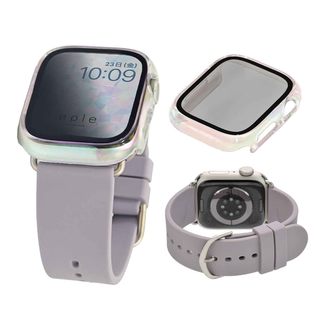 アップルウォッチ バンド シリコン 女性 レディース くすみカラー 肌触り デザイン 替え ベルト apple watch  10 9 8 7 6 5 4 3 2 1 SE  全シリーズ機種 対応 フェザーバンド ケース 保護ケース りんご堂 むらさき 紫 ライラック