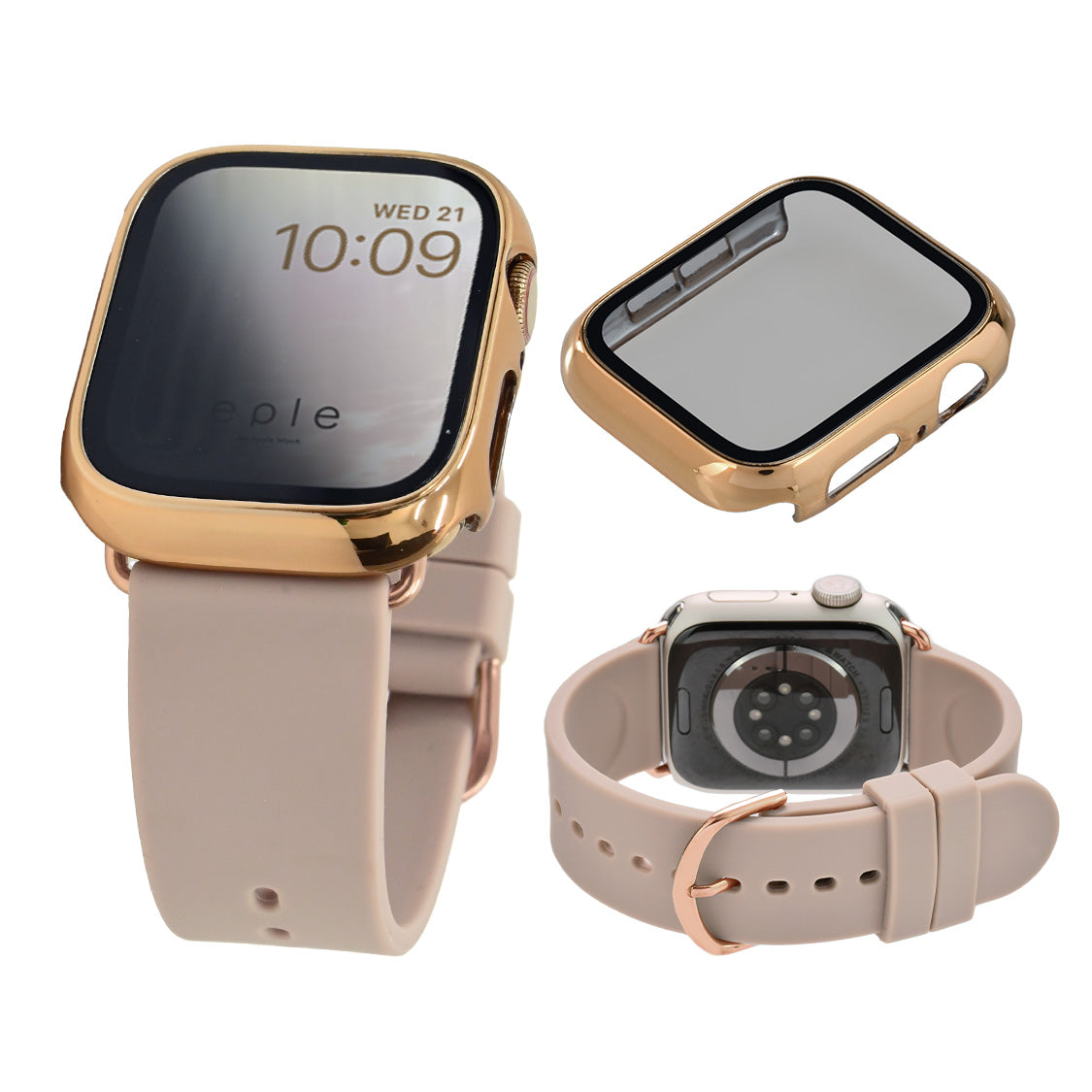 アップルウォッチ バンド シリコン 女性 レディース くすみカラー 肌触り デザイン 替え ベルト apple watch  10 9 8 7 6 5 4 3 2 1 SE  全シリーズ機種 対応 フェザーバンド ケース 保護ケース りんご堂 ベージュ ゴールド 