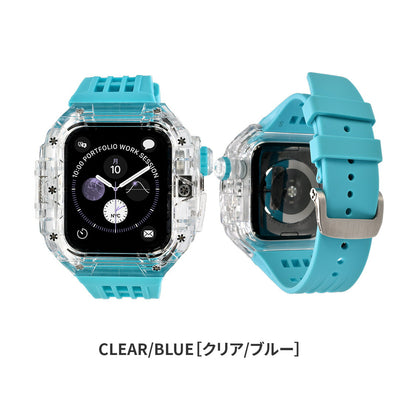 一体型 アップルウォッチ バンド メンズ ごつい 衝撃 防水 ベルト Apple Watch band 【シリーズ11・SE3・Ultra3対応】｜ソリッドスケルトン