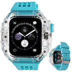 ごつい 一体型 Apple Watch バンド 44mm 45mm 49mm シリコン TPU ケース付き 頑丈な メンズ 男性 ベルド スポーツバンド アウトドア 登山 キャンプ Series ULTRA3  11 10 9/8/7 46mm 45mm SE3 SE2/6/5/4/SE 44mm Ultra 49mm 42mm  対応 耐衝撃性 防水 落下防止 装着簡単 Watch 保護 高級 メンズ 人気ブルー 水色 青 スカイブルー