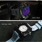 ごつい 一体型 Apple Watch バンド 44mm 45mm 49mm シリコン TPU ケース付き 頑丈な メンズ 男性 ベルド スポーツバンド アウトドア 登山 キャンプ Series ULTRA3  11 10 9/8/7 46mm 45mm SE3 SE2/6/5/4/SE 44mm Ultra 49mm 42mm  対応 耐衝撃性 防水 落下防止 装着簡単 Watch 保護 高級 メンズ 人気 黒と水色