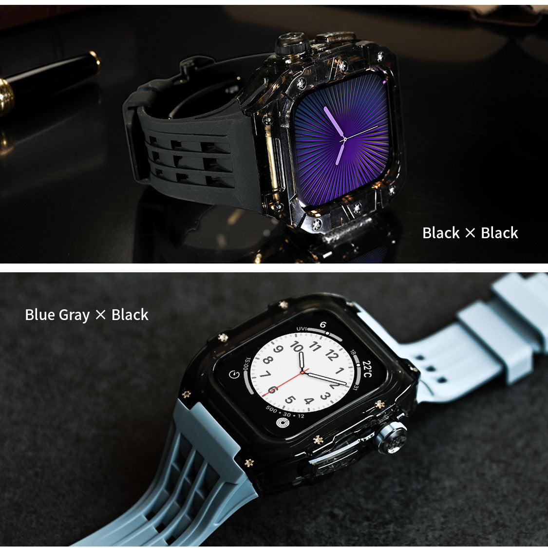 ごつい 一体型 Apple Watch バンド 44mm 45mm 49mm シリコン TPU ケース付き 頑丈な メンズ 男性 ベルド スポーツバンド アウトドア 登山 キャンプ Series ULTRA3  11 10 9/8/7 46mm 45mm SE3 SE2/6/5/4/SE 44mm Ultra 49mm 42mm  対応 耐衝撃性 防水 落下防止 装着簡単 Watch 保護 高級 メンズ 人気 黒と水色