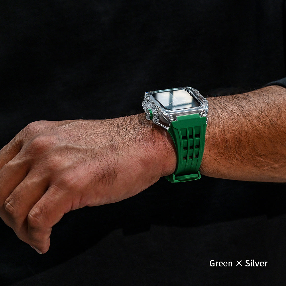 ごつい 一体型 Apple Watch バンド 44mm 45mm 49mm シリコン TPU ケース付き 頑丈な メンズ 男性 ベルド スポーツバンド アウトドア 登山 キャンプ Series ULTRA3  11 10 9/8/7 46mm 45mm SE3 SE2/6/5/4/SE 44mm Ultra 49mm 42mm  対応 耐衝撃性 防水 落下防止 装着簡単 Watch 保護 高級 メンズ 人気 装着 緑 グリーン