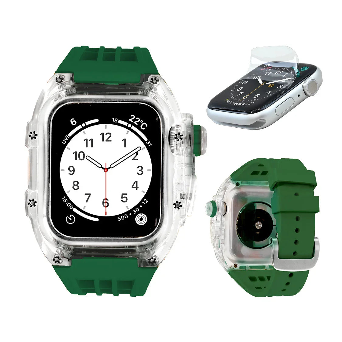 一体型 アップルウォッチ バンド メンズ  衝撃 防水 ベルト Apple Watch band 【シリーズ11・SE3・Ultra3対応】｜ソリッドスケルトン