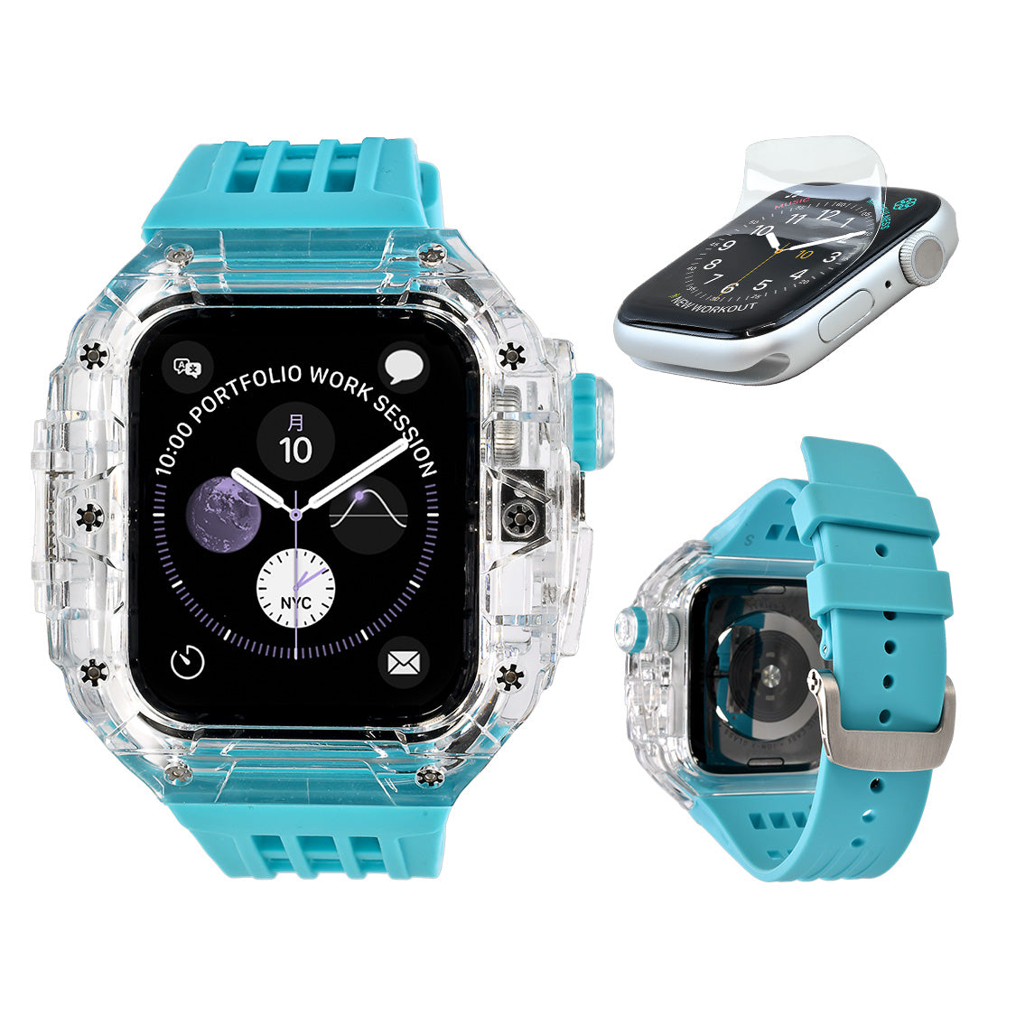 一体型 アップルウォッチ バンド メンズ ごつい 衝撃 防水 ベルト Apple Watch band 【シリーズ11・SE3・Ultra3対応】｜ソリッドスケルトン