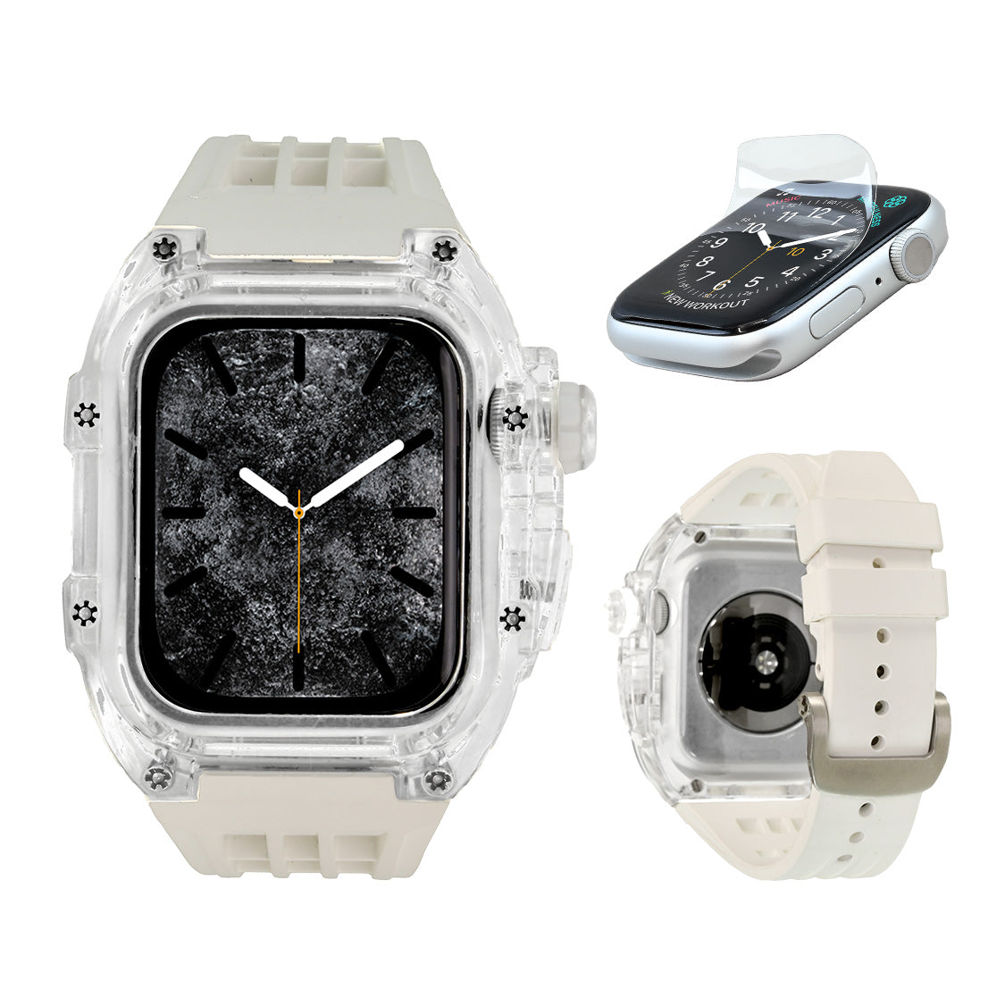 一体型 アップルウォッチ バンド メンズ ごつい 衝撃 防水 ベルト Apple Watch band 【シリーズ11・SE3・Ultra3対応】｜ソリッドスケルトン
