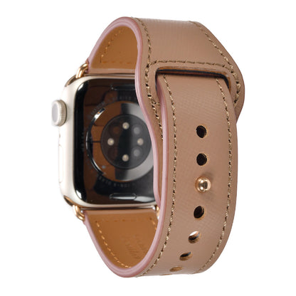 本革 レザー アップルウォッチ バンド  レディース 女性 Apple Watch ベルト 腕時計バンド 仕事 ビジネス シンプル 金属アレルギー りんご堂 スマートレザーバンド くすみ ニュアンスカラー  ブラウン ピンク