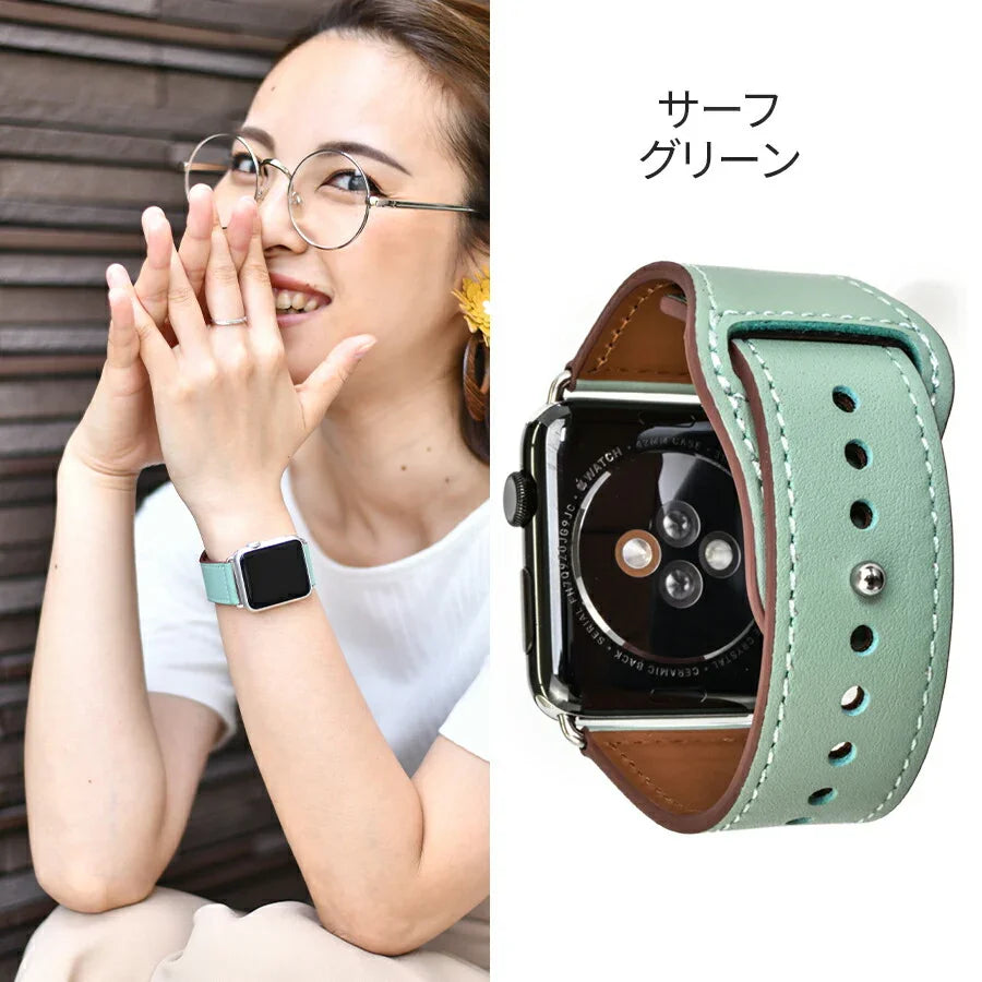 アップルウォッチ バンド SE3 金具なし レディース 金属アレルギー レザー | スマートレザーバンド