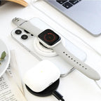MagSafe対応 3in1 ワイヤレス充電器 iPhone Apple Watch AirPods 15W タイプC スマホリング スタンド機能 両面充電 同時充電 軽量 持ち運び | スマートチャージャー