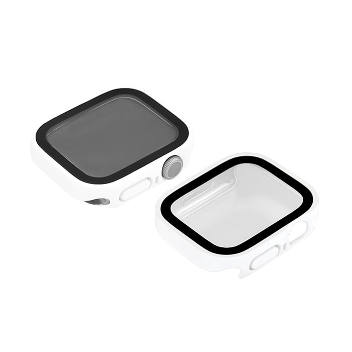 全面 保護カバー ガラス付き AppleWatch （ アップルウォッチ ） ケース フレーム 40 41 42 44 45 46 49mm ウルトラ メンズ レディース メンズ カジュアル 【series10対応】耐衝撃性 強い  | スマートカバー ホワイト 白