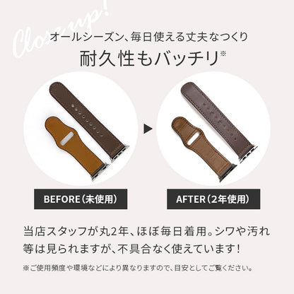 【全24色】 本革 レザー アップルウォッチ バンド Apple Watch ベルト 金属アレルギー対応 シンプル | スマートレザーバンド