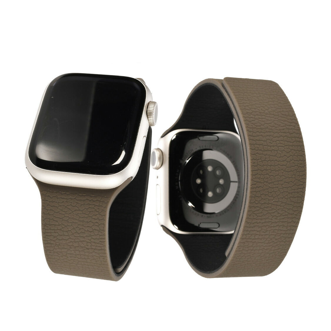 アップルウォッチバンドマグネットシリコン磁石金属アレルギー簡単防水洗えるレディースapplewatchスムーシー蛍光アッシュ ブラウン 49/46/45/44/42(series1.2.3)兼用